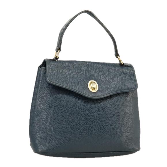 DIOR Hand Bag Leather Navy Gold - Picture 1 of 16